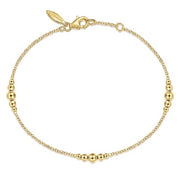 14K Yellow Gold Beaded Station Bracelet